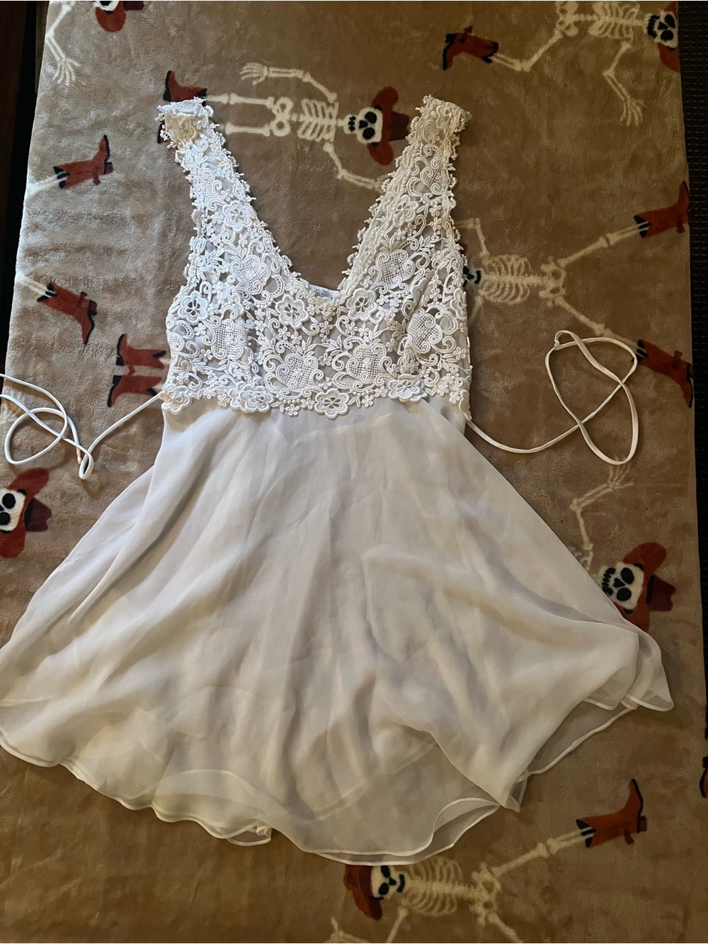 Lace and Sheer Chiffon Camisole with Side Ties